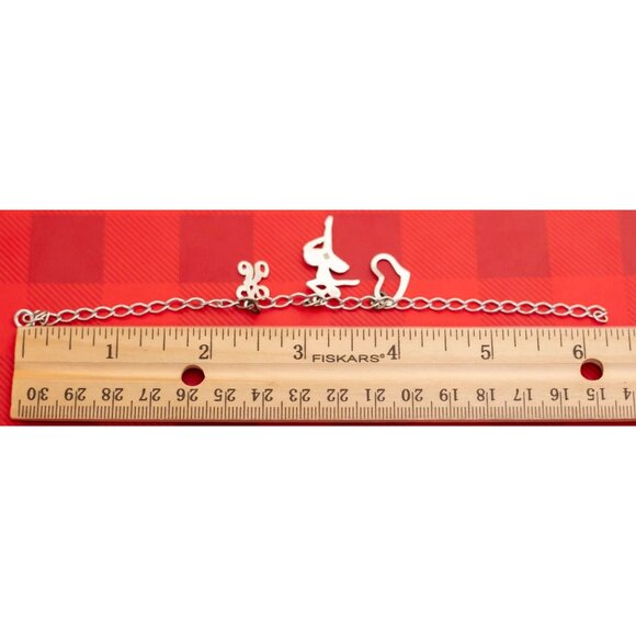 Vintage Heart Initial K Sterling Silver Charm Bracelet 6 1/2 Inches - O16 - Picture 2 of 2